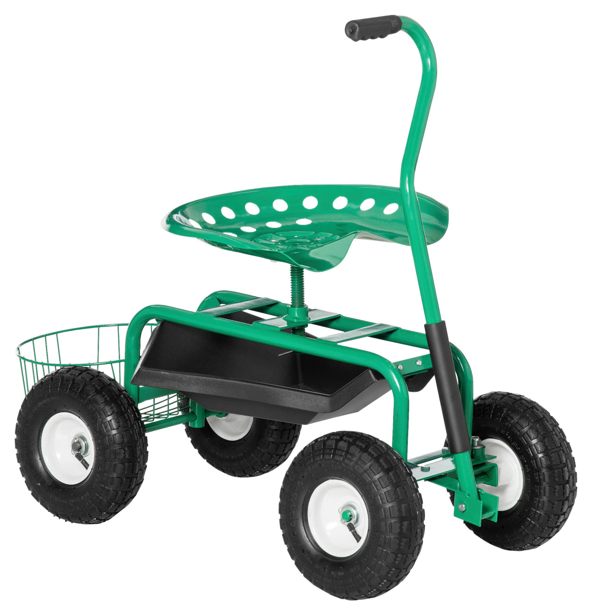 Outsunny Fahrbarer Gartensitz grün Gummi B/H/L: ca. 44,5x59x81 cm Gartenwagen_fahrbar - grün (81,00/44,50/59,00cm) - Outsunny