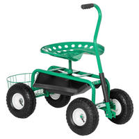 Outsunny Fahrbarer Gartensitz grün Gummi B/H/L: ca. 44,5x59x81 cm Gartenwagen_fahrbar - grün (81,00/44,50/59,00cm) - Outsunny