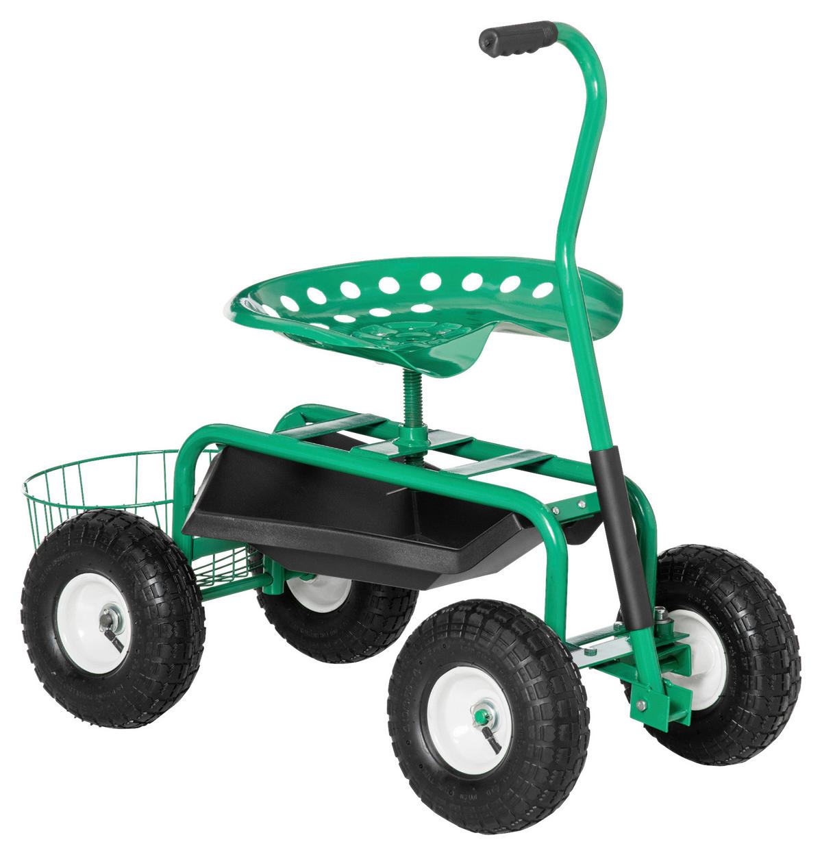 Outsunny Fahrbarer Gartensitz grün Gummi B/H/L: ca. 44,5x59x81 cm Gartenwagen_fahrbar - grün (81,00/44,50/59,00cm) - Outsunny
