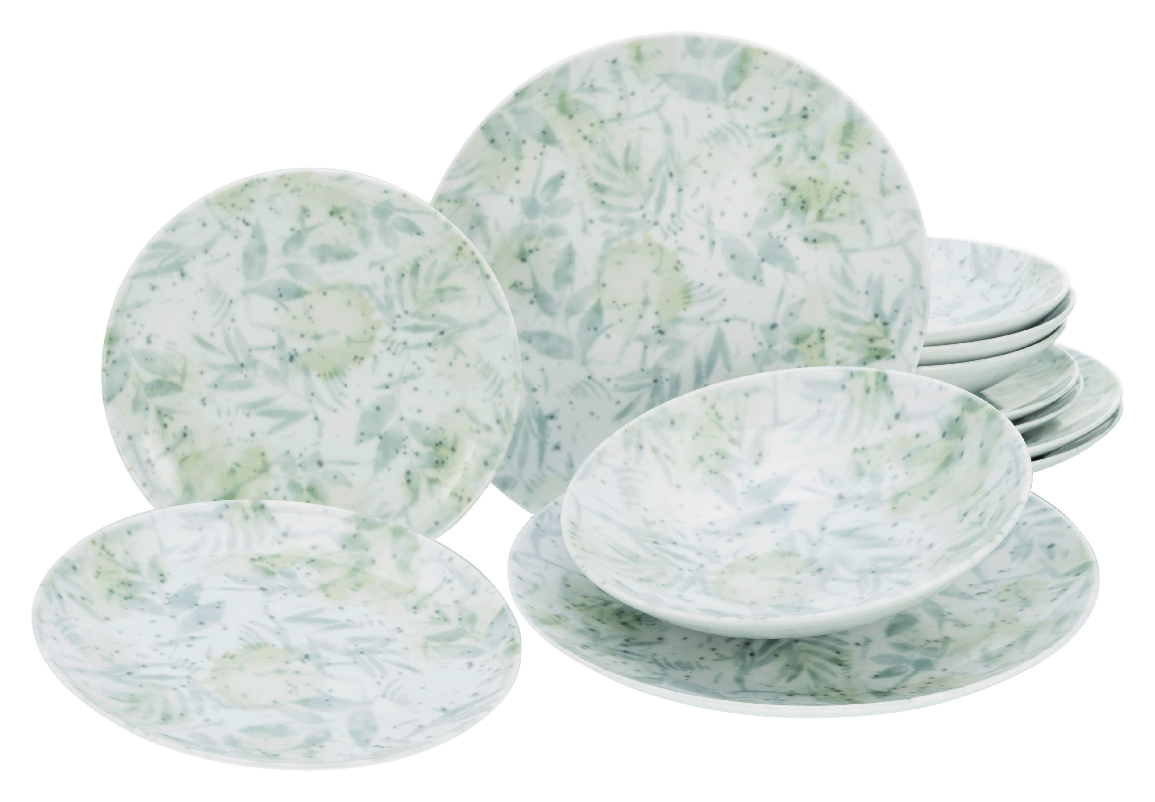 CreaTable Tafelservice Tropical - Serie Home multicolor Porzellan 12 tlg. Tropical - Serie Home - multicolor - CreaTable