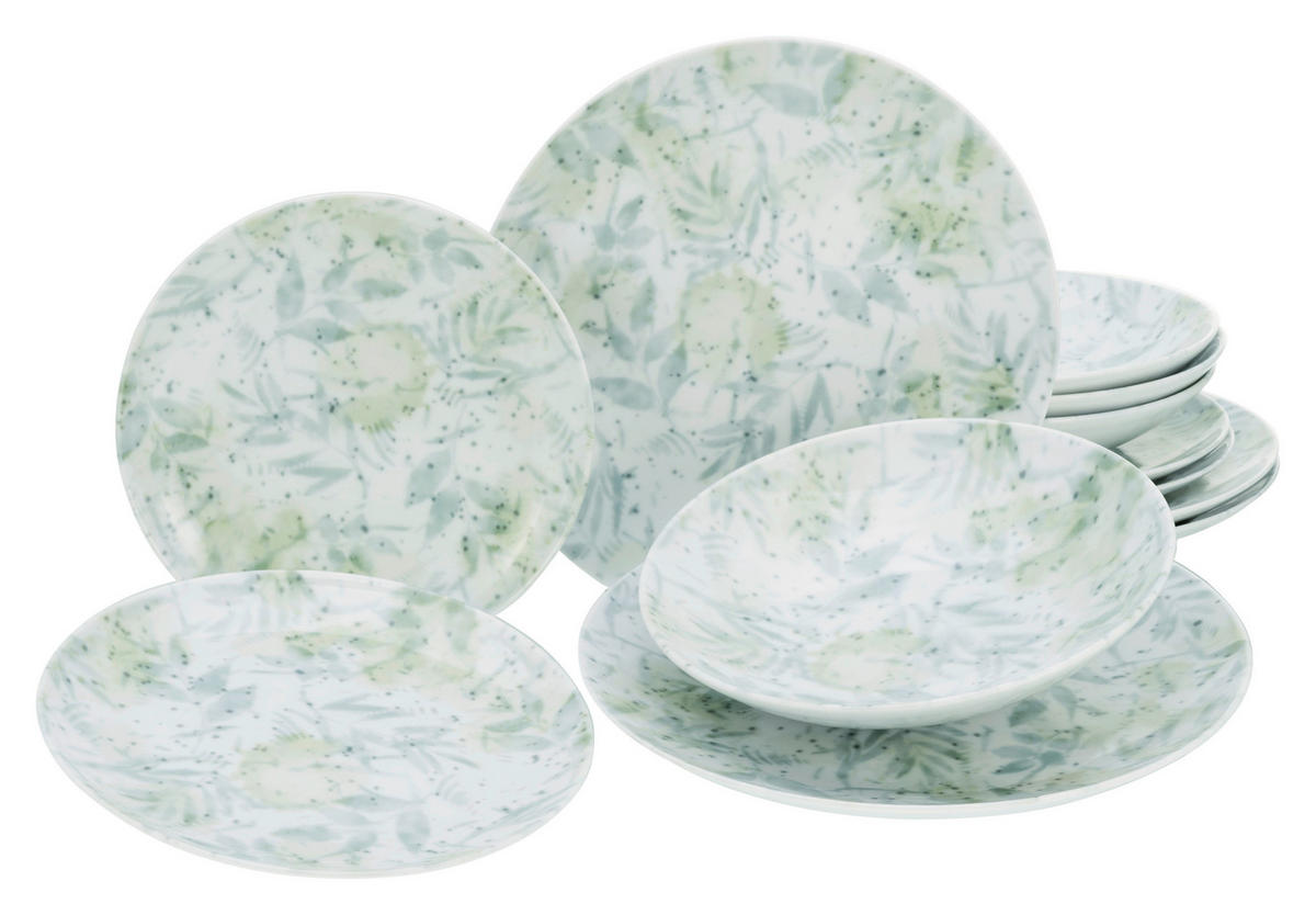 CreaTable Tafelservice Tropical - Serie Home multicolor Porzellan 12 tlg. Tropical - Serie Home - multicolor - CreaTable