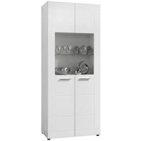 Vitrine Atlanta weiß Hochglanz perlweiß Optik B/H/T: ca. 75x188x40 cm Atlanta - weiß/Chrom (75,00/188,00/40,00cm)