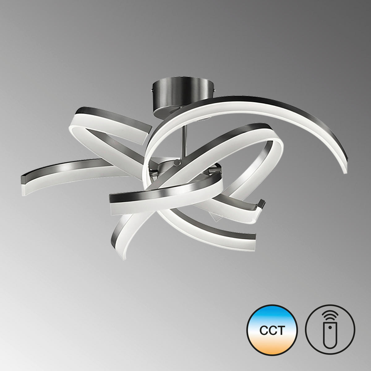 Fischer & Honsel LED-Deckenleuchte 20898 nickel matt Acryl Metall H/D: ca. 28,5x65 cm 4 Brennstellen Sund TW - nickel matt (65,00/28,50cm) - Fischer & Honsel