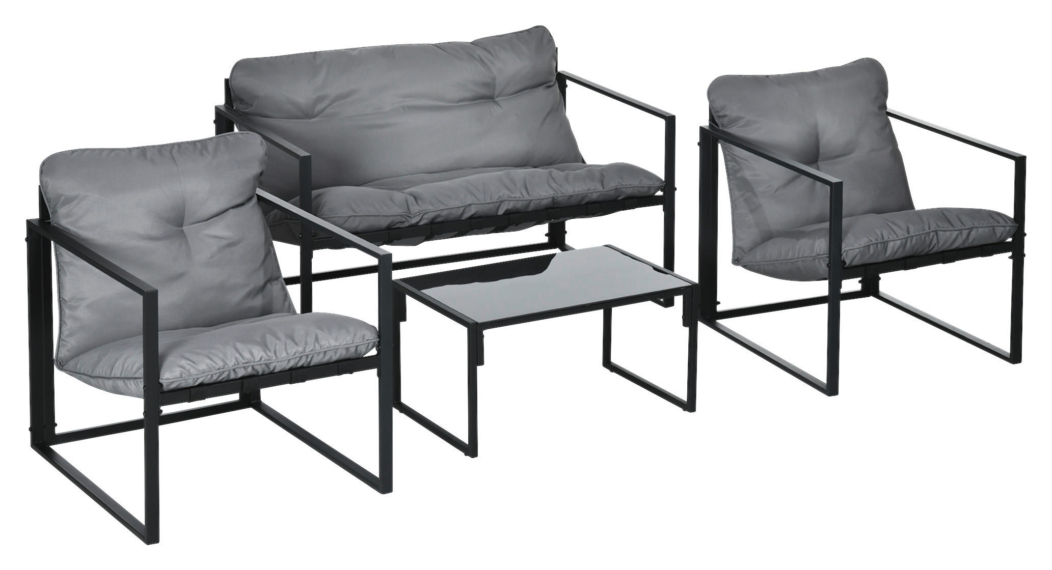 Outsunny Gartensitzgruppe schwarz Polyester B/H/L: ca. 70x67x114 cm Gartensitzgruppe - schwarz/grau (114,00/70,00/67,00cm) - Outsunny
