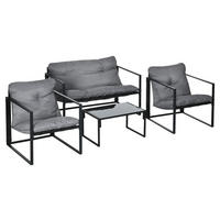 Outsunny Gartensitzgruppe schwarz Polyester B/H/L: ca. 70x67x114 cm Gartensitzgruppe - schwarz/grau (114,00/70,00/67,00cm) - Outsunny