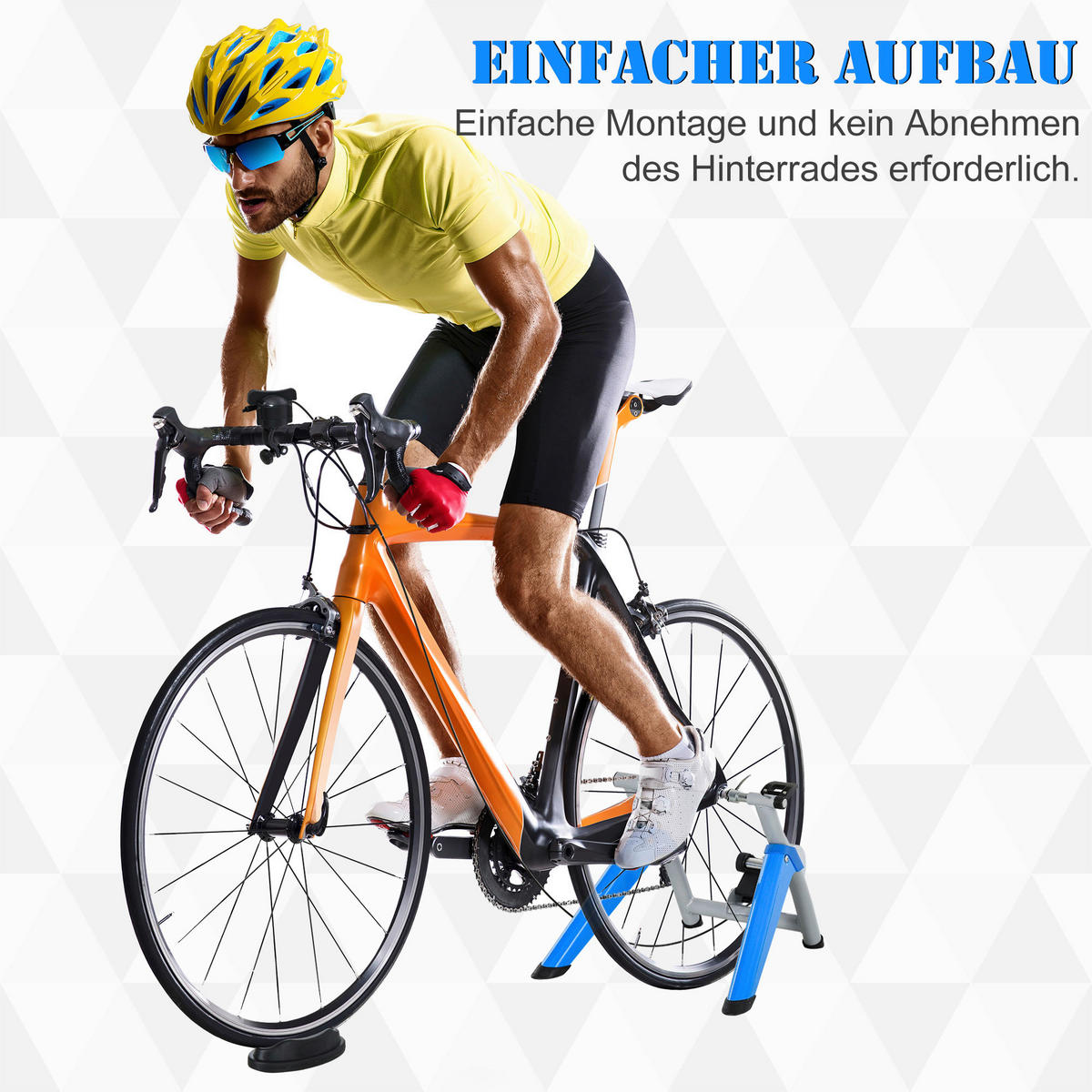 HOMCOM Fahrradtrainer blau Kunststoff B/H/L: ca. 77x47,5x56 cm Fahrradtrainer - blau/silber (56,00/77,00/47,50cm) - HOMCOM