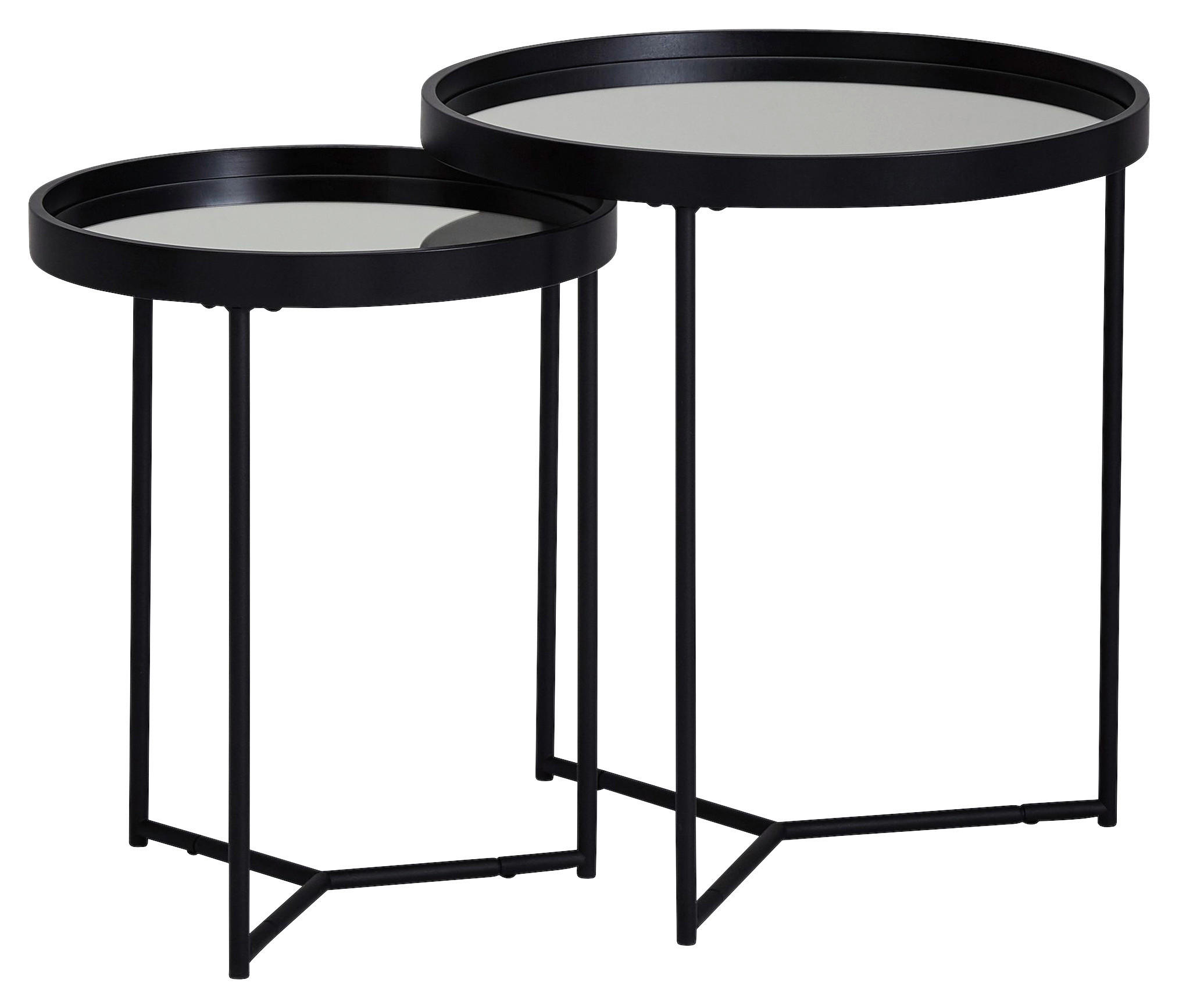 Beistelltisch 2er-Set schwarz 2er-Set - schwarz - Wohnling
