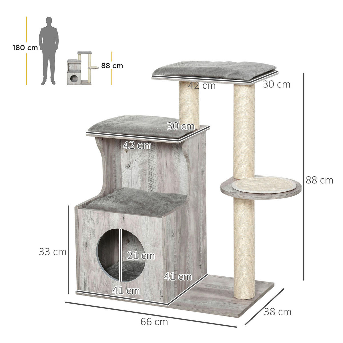 PawHut Katzenbaum Katzenbaum - (40,00/50,00/120,00cm) - PawHut