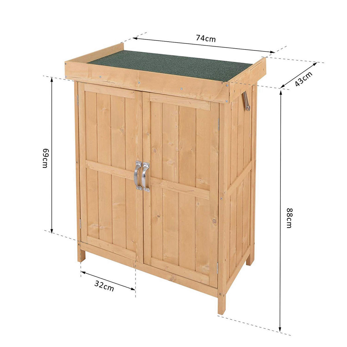 Outsunny Gartenschrank Gartenschrank_mit_2_Fächer - natur (74,00/43,00/88,00cm) - Outsunny