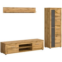 Wohnwand Jam Eiche Wotan Nachbildung B/H/T: ca. 235x159x35 cm Jam - Eiche (235,00/159,00/35,00cm) - xonox.home