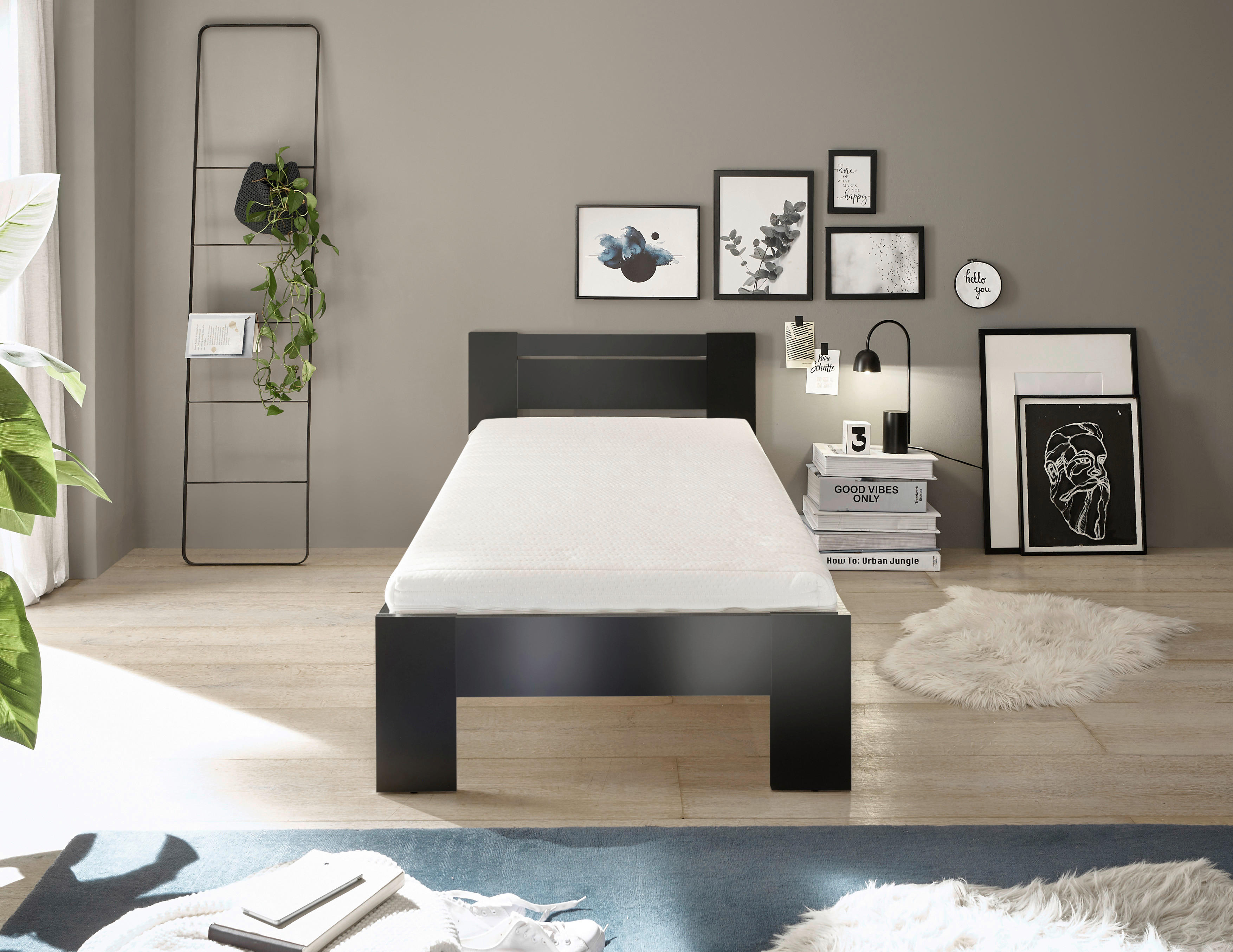 Futonbett Cannes schwarz Liegefläche B/L: ca. 90x200 cm Cannes - schwarz (95,00/71,00/204,00cm)
