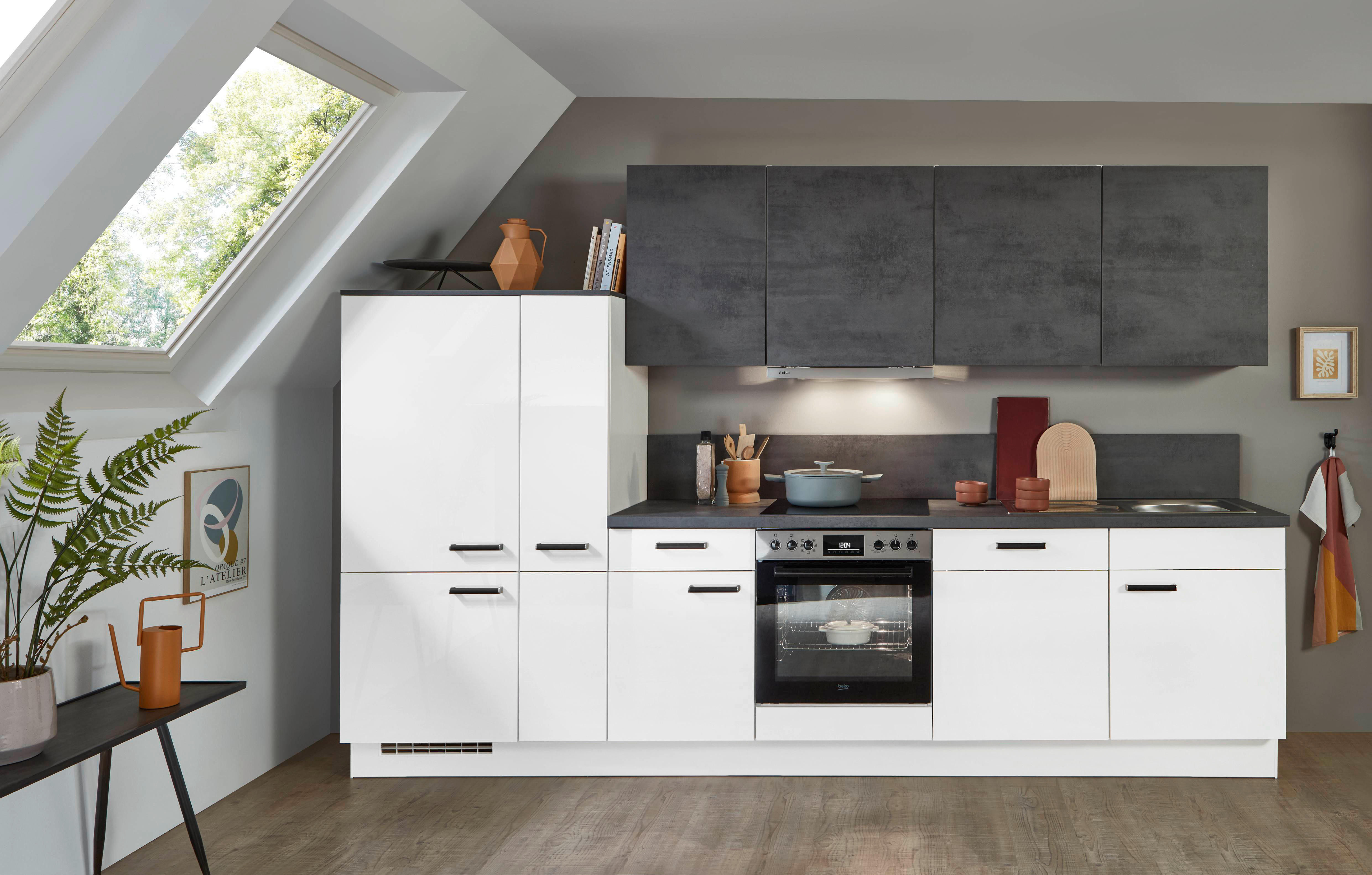 nobilia Küchenblock Flash Alpinweiß B/T: ca. 320x60 cm Flash - Beton/Alpinweiß (320,00/60,00cm) - nobilia