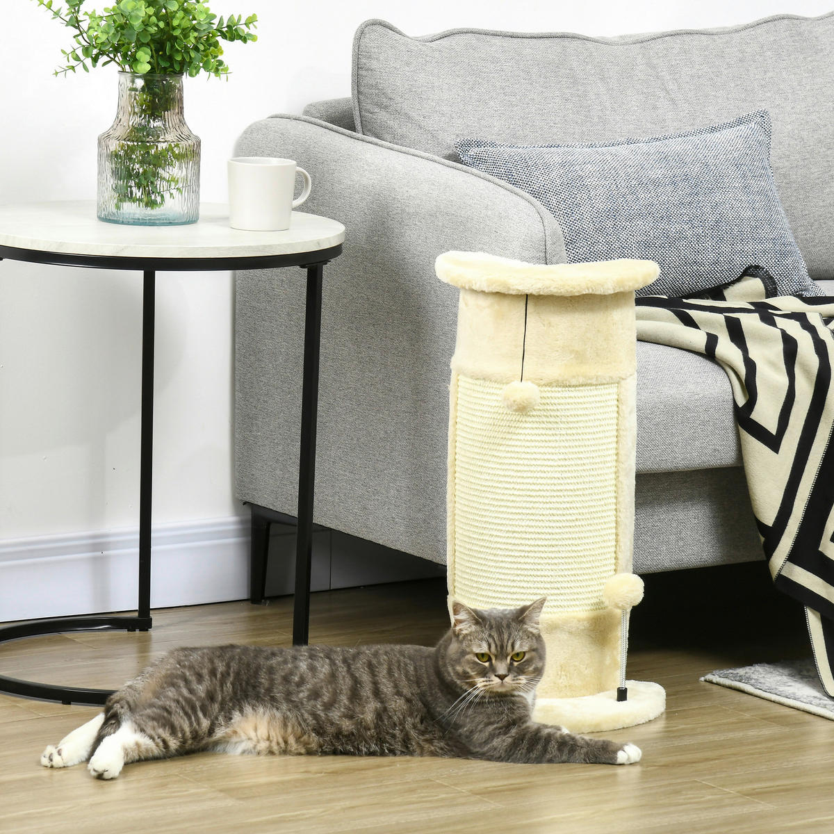 PawHut Kratzbaum cremeweiß Sisal B/H/L: ca. 25,5x58x34 cm Kratzbaum - cremeweiß (34,00/25,50/58,00cm) - PawHut