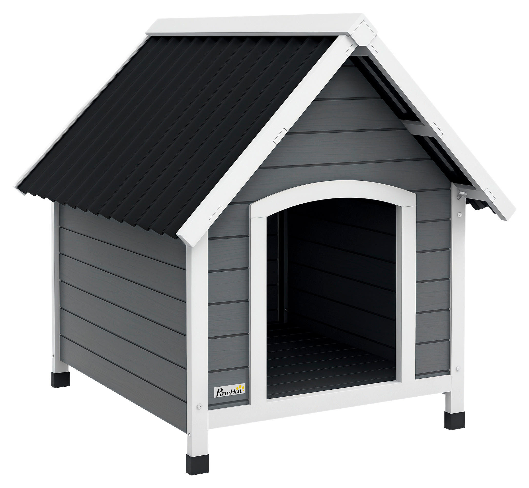 PawHut Hundehütte grau Kunststoff B/H/L: ca. 88x82x75 cm Hundehütte - grau (75,00/88,00/82,00cm) - PawHut