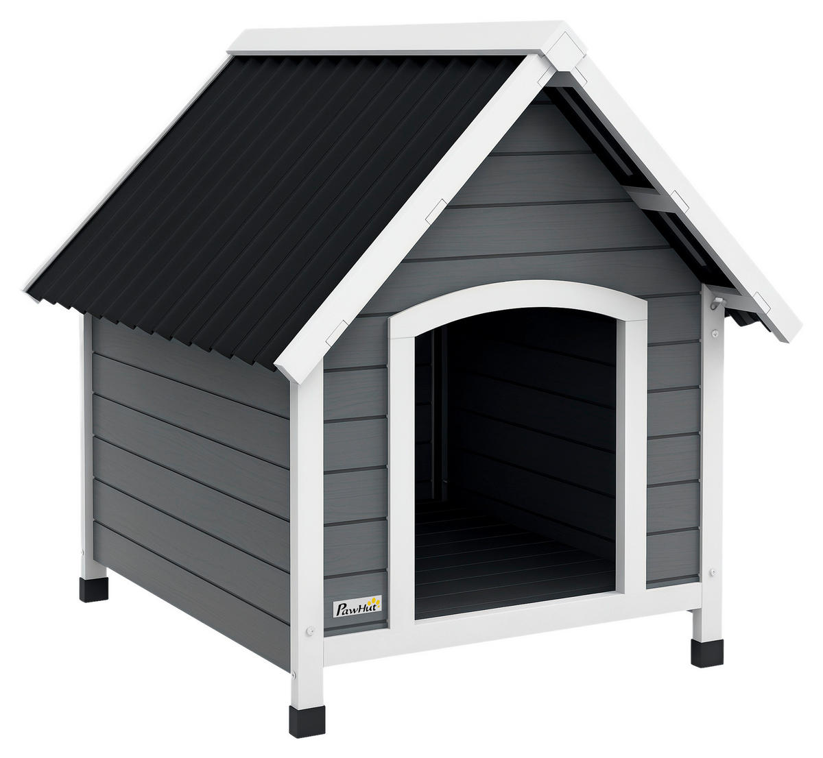 PawHut Hundehütte grau Kunststoff B/H/L: ca. 88x82x75 cm Hundehütte - grau (75,00/88,00/82,00cm) - PawHut