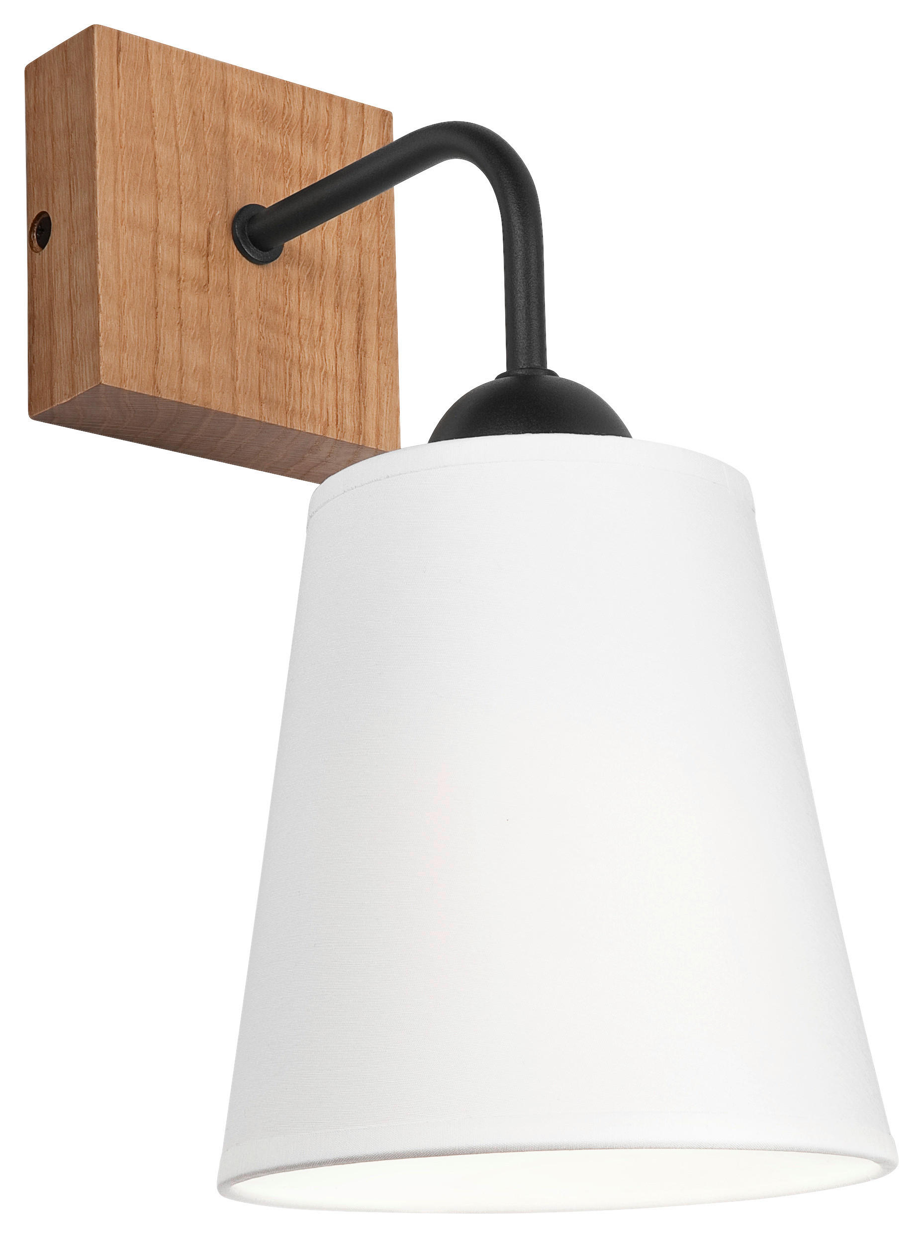 Lamkur Wandleuchte LULA 47614 Eiche weiß Holz Textil H/L: ca. 29x15 cm E27 1 Brennstellen Lula - Eiche/weiß (15,00cm) - Lamkur