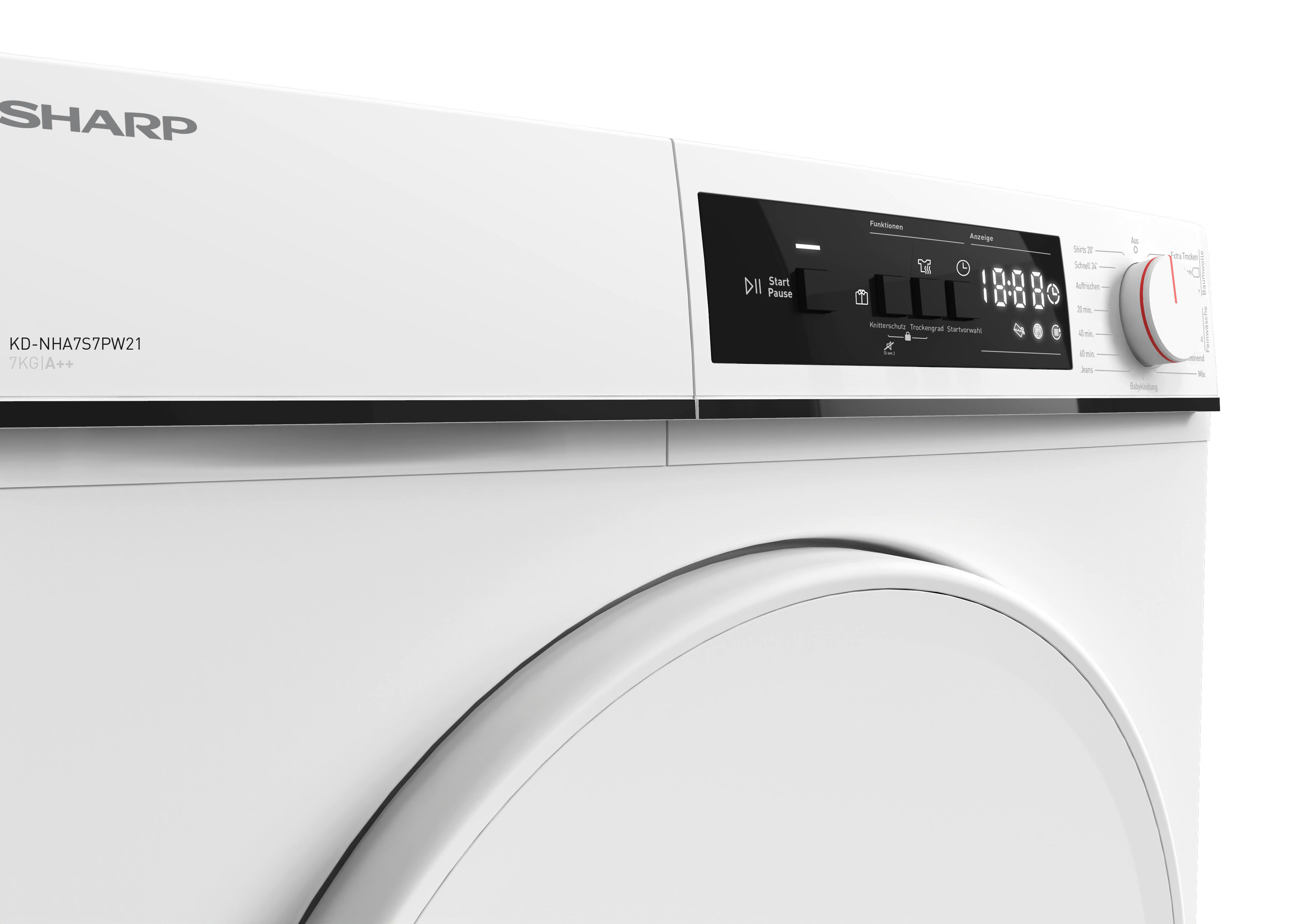 Sharp Wärmepumpentrockner KD-NHA7S7PW21-DE Wärmepumpentrockner KD-NHA7S7PW21DE - weiß (59,60/84,50/52,50cm) - Sharp