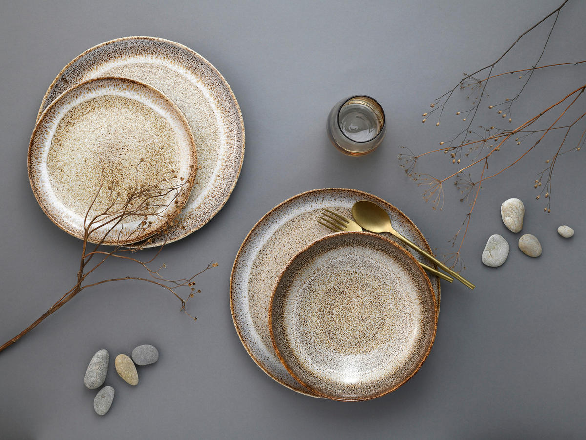 CreaTable Tafelservice STONE TOWN sand Steinzeug 12 tlg. STONE TOWN - sand - CreaTable
