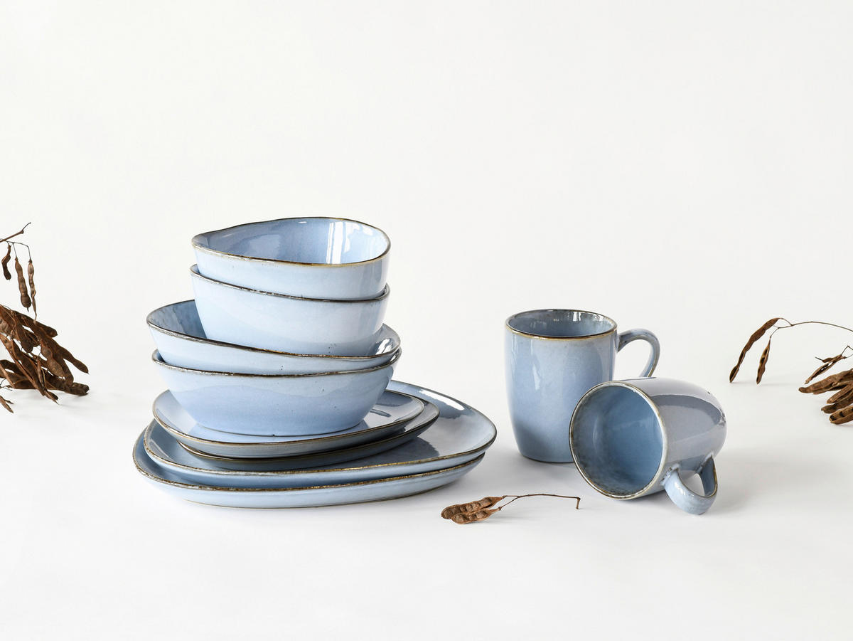CreaTable Kombiservice Cloudy Skyblue blau Steinzeug 10 tlg. Cloudy Skyblue - blau - CreaTable