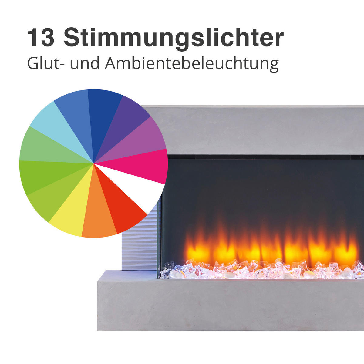 Balderia Wandkamin weiß MDF B/H/T: ca. 120x632x24 cm Elekt.-Kamin Aieda EF279A-MT279D - weiß (120,00/632,00/24,00cm) - Balderia