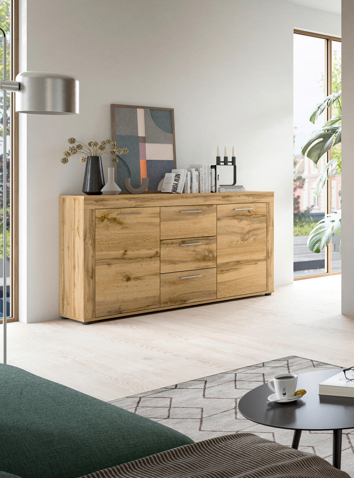 Sideboard Jam Eiche Wotan Nachbildung B/H/T: ca. 125x80x35 cm Jam - Eiche (125,00/80,00/35,00cm) - xonox.home