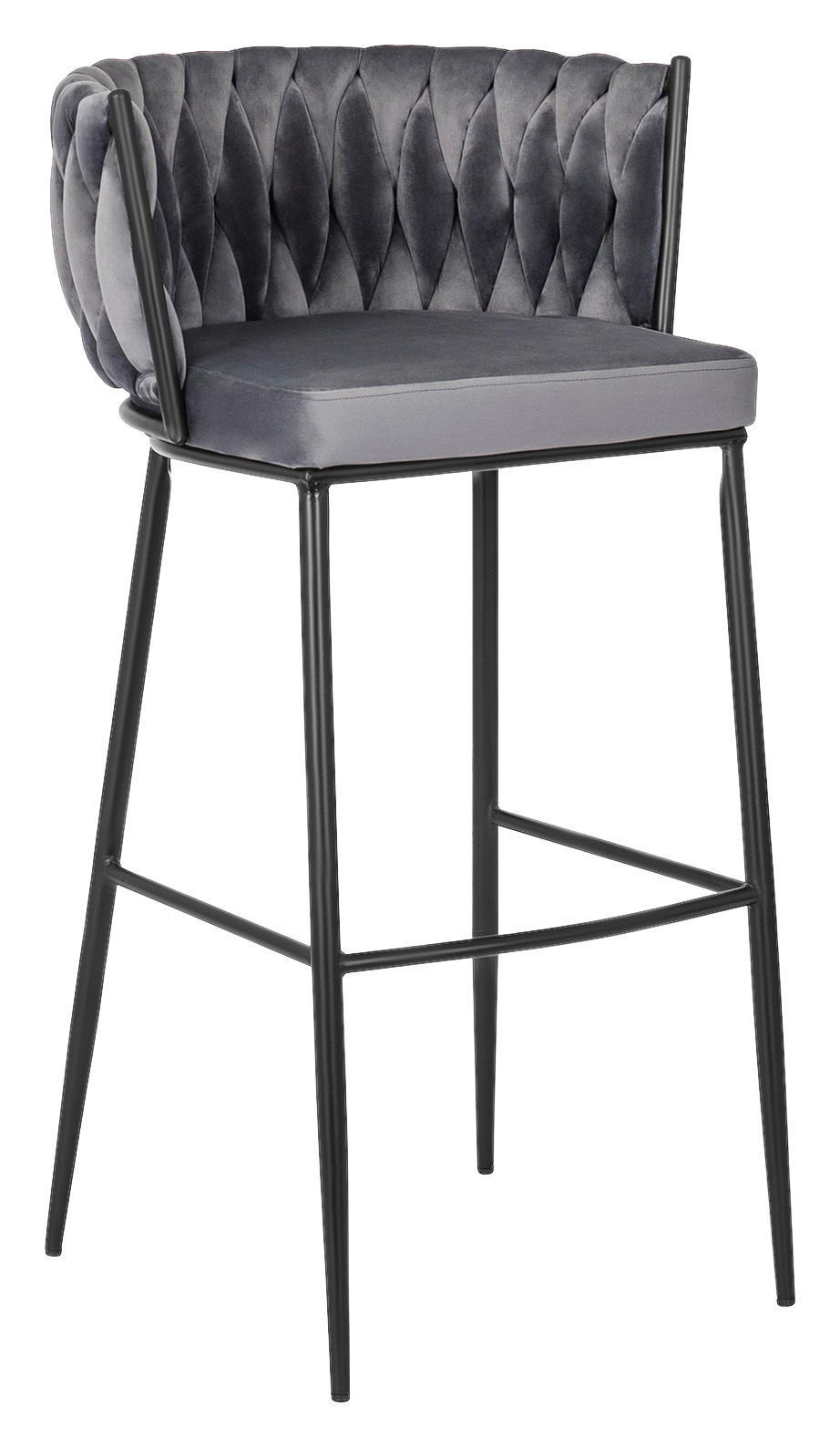 Barhocker FLORES grau Velourstoff B/H/T: ca. 60x104,5x56 cm FLORES - grau (60,00/104,50/56,00cm) - WIPMEB