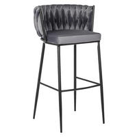 Barhocker FLORES grau Velourstoff B/H/T: ca. 60x104,5x56 cm FLORES - grau (60,00/104,50/56,00cm) - WIPMEB