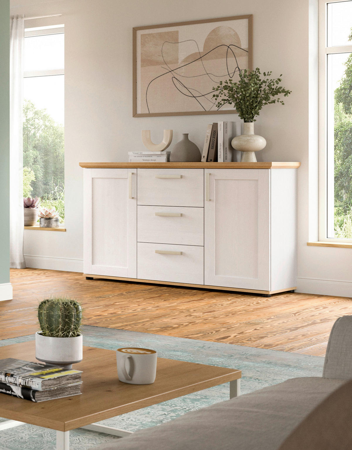 Sideboard VERONA Lärche Nachbildung Eiche Nachbildung B/H/T: ca. 129x80x40 cm VERONA - Eiche/Lärche (129,00/80,00/40,00cm) - xonox.home