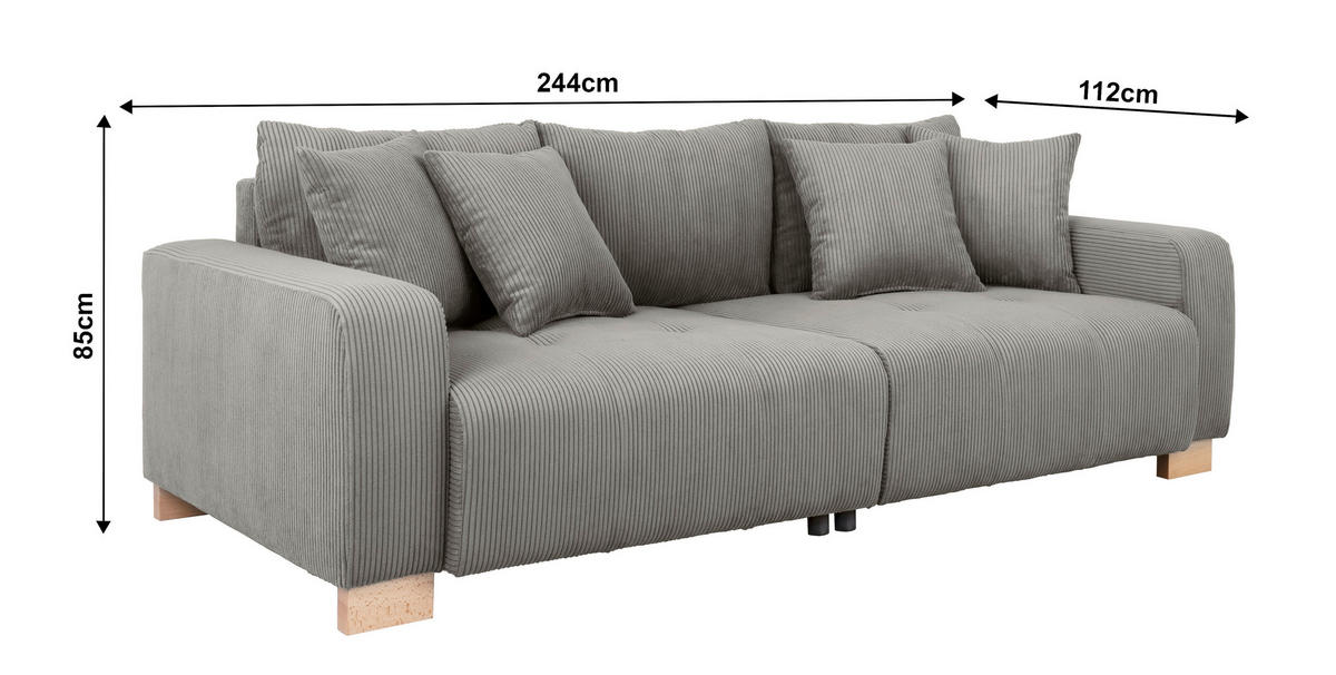 Big Sofa Alpha New dunkelgrau Microfaser B/H/T: ca. 244x85x112 cm Alpha New - buche/dunkelgrau (244,00/85,00/112,00cm)