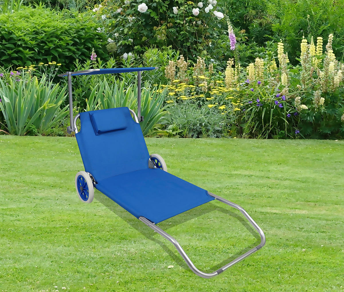 VCM Sonnenliege blau Polyester-Mischgewebe B/H/L: ca. 65x16x165 cm Sonnenliege - blau (165,00/65,00/16,00cm) - VCM