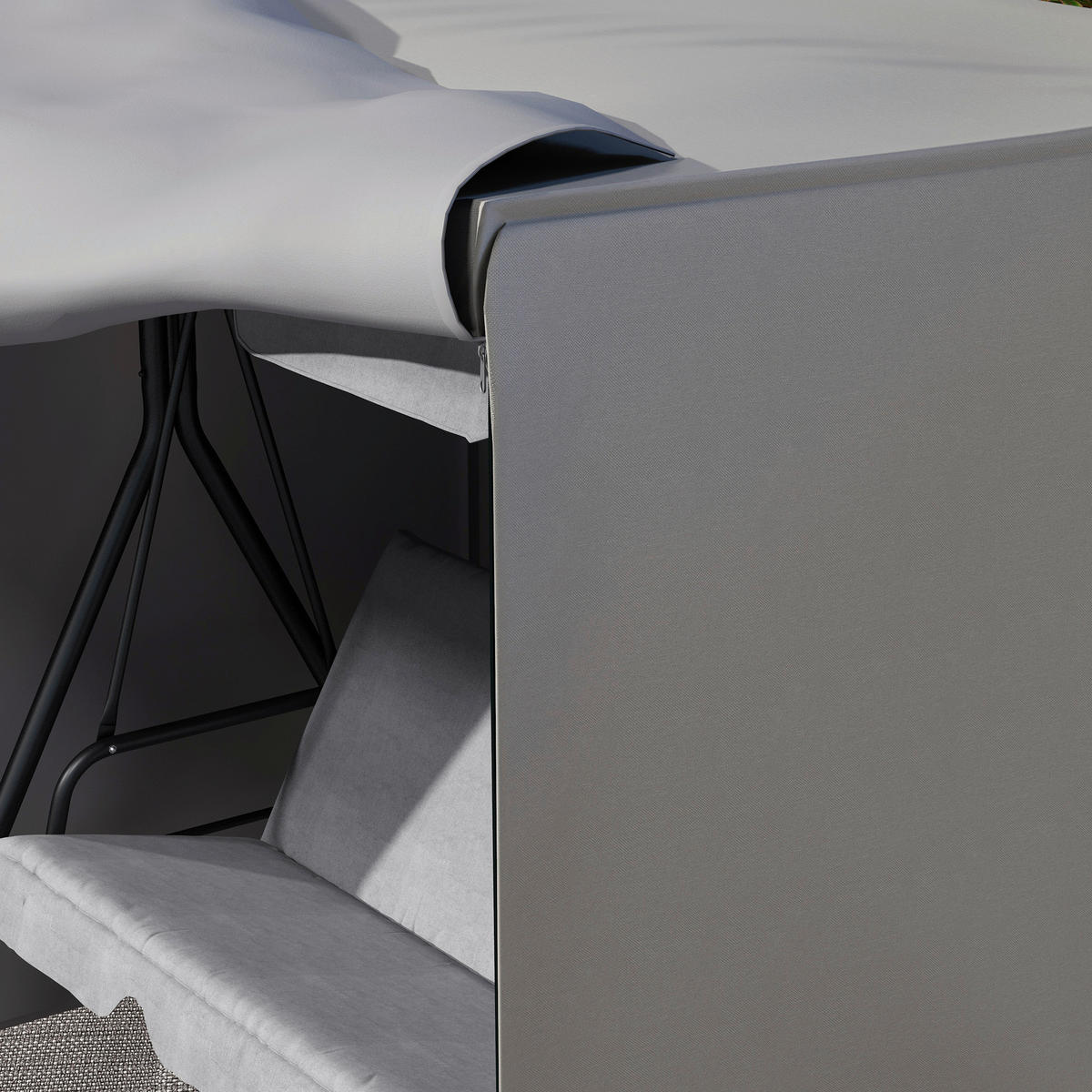 Outsunny Abdeckplane grau Polyester B/H/L: ca. 114x177x152 cm Abdeckhaube_für_Hollywoodschaukeln - grau (152,00/114,00/177,00cm) - Outsunny