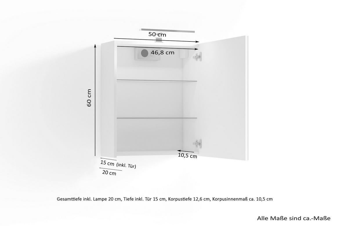 Spiegelschrank SPREE anthrazit B/H/T: ca. 50x60x15 cm SPREE - anthrazit (50,00/60,00/15,00cm) - byLIVING