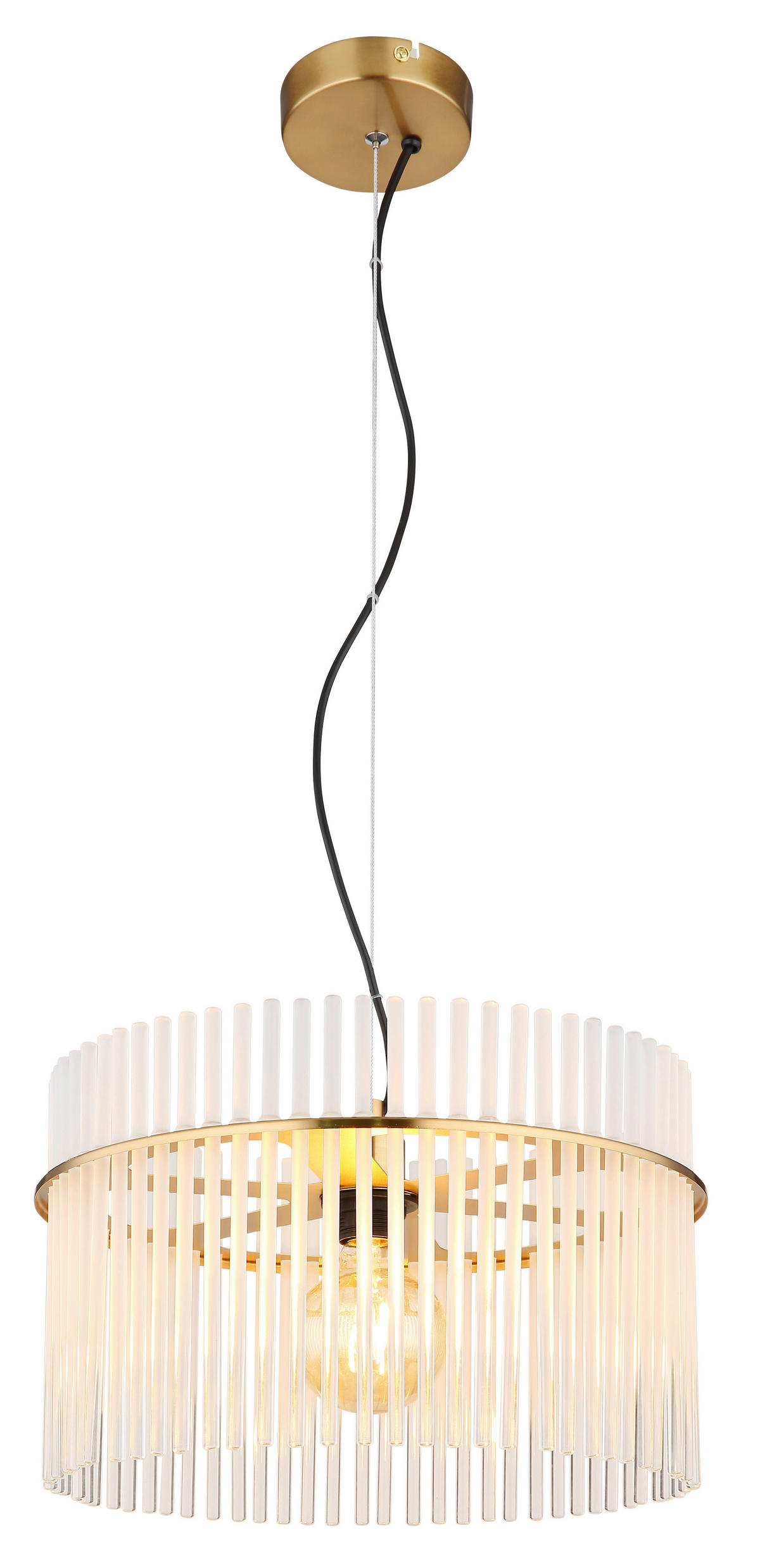 GLOBO Pendelleuchte gold klar Metall H/D: ca. 150x40 cm E27 1 Brennstellen GORLEY - gold/klar (40,00/150,00cm) - GLOBO