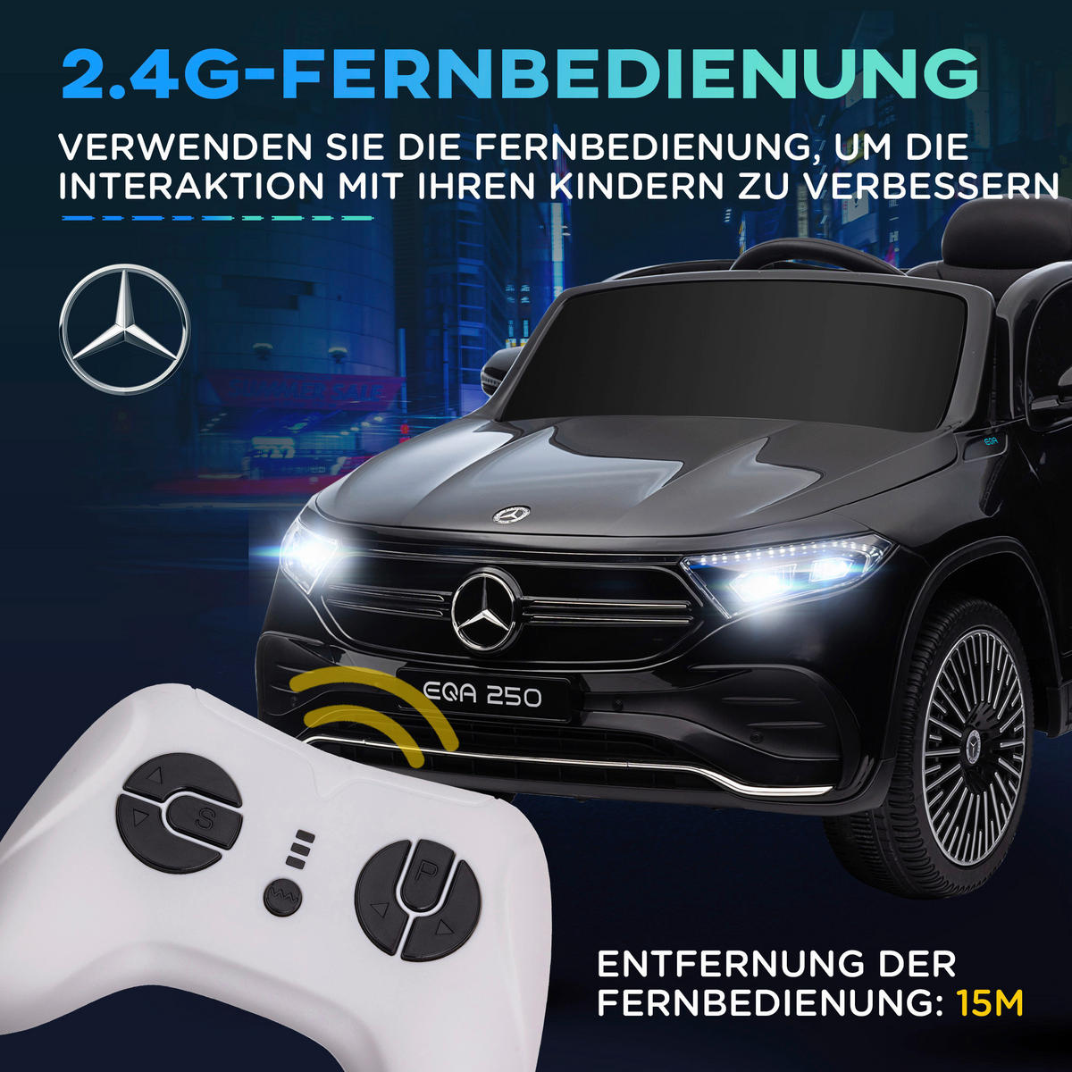 HOMCOM Kinderauto schwarz B/H/L: ca. 69x111,5x52,5 cm Elektro-Kinderauto - schwarz (52,50/69,00/111,50cm) - HOMCOM