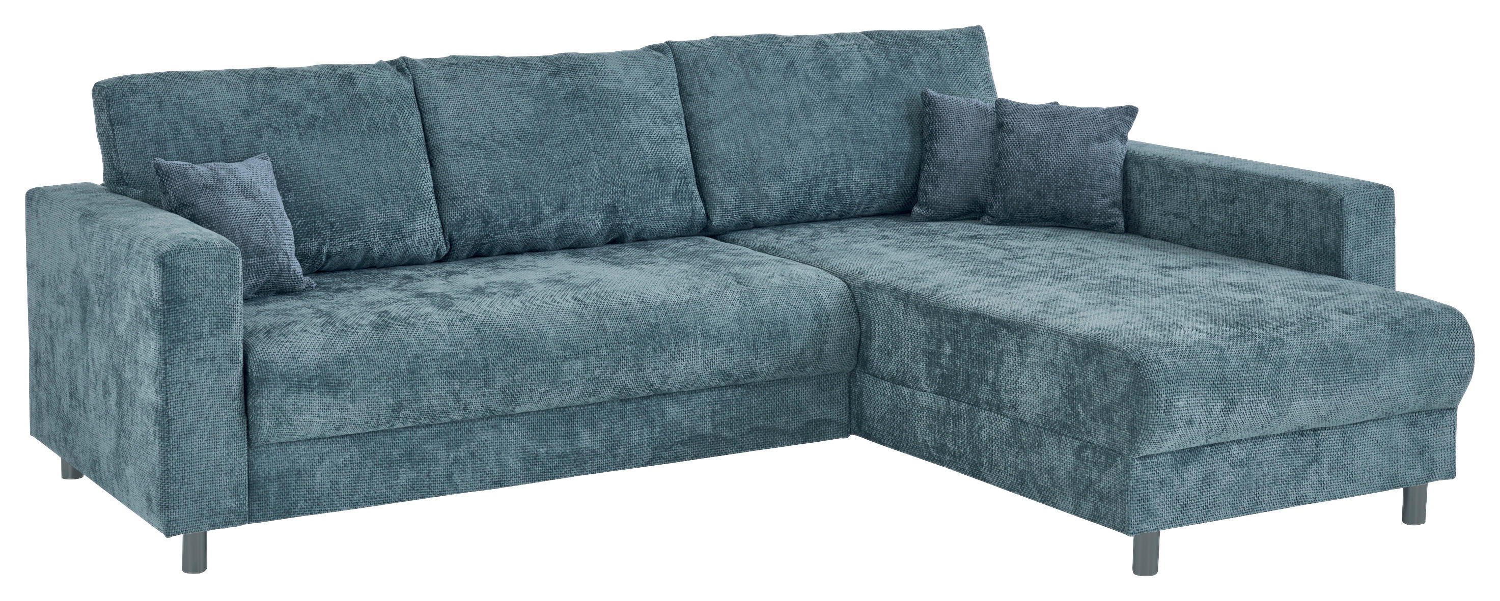 Ecksofa mit Bettfunktion und Bettkasten dunkelblau Microfaser B/H/T: ca. 252x89x195 cm Sea_153-8183_2F+BK/li-Ot/re_Ecksofa - Chrom/dunkelblau (252,00/89,00/195,00cm)