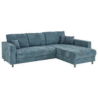 Ecksofa mit Bettfunktion und Bettkasten dunkelblau Microfaser B/H/T: ca. 252x89x195 cm Sea_153-8183_2F+BK/li-Ot/re_Ecksofa - Chrom/dunkelblau (252,00/89,00/195,00cm)