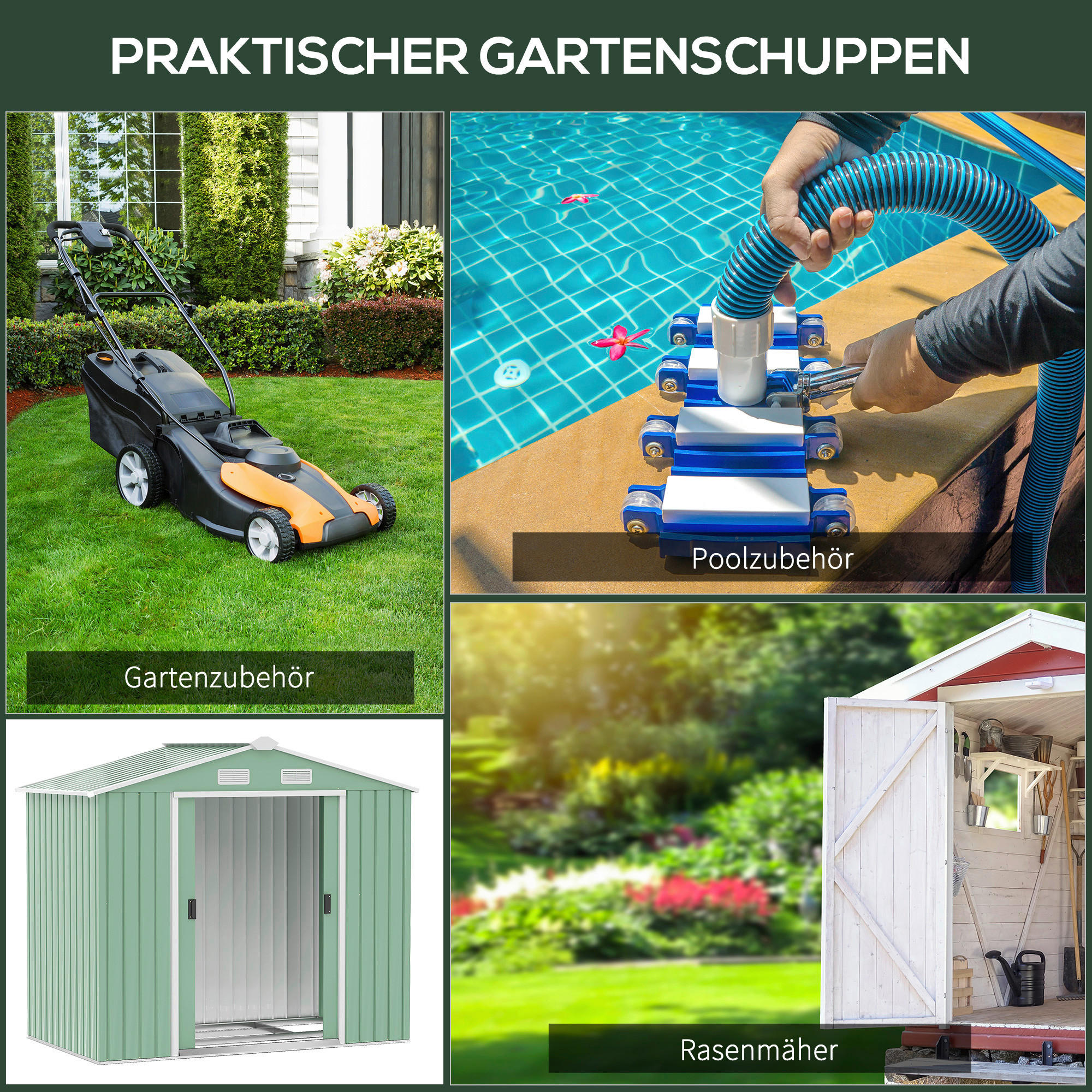 Outsunny Gartenhaus grün B/H/L: ca. 130x185x213 cm Gartenhaus - grün (213,00/130,00/185,00cm) - Outsunny