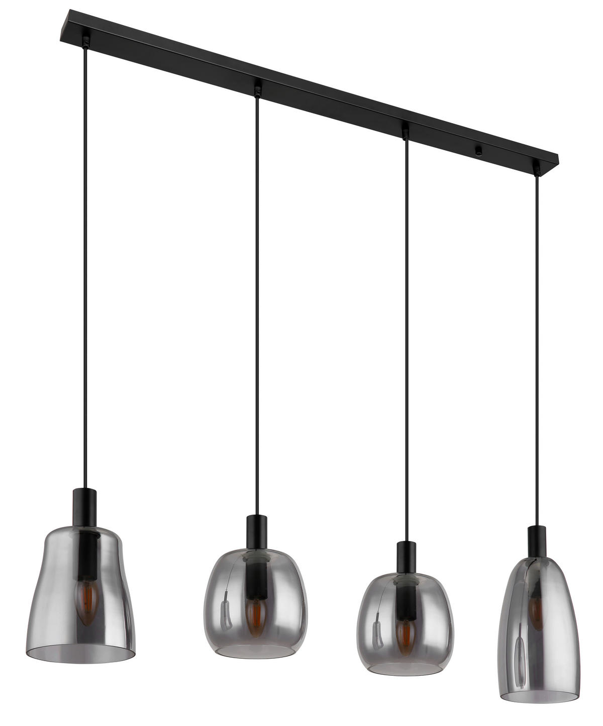 GLOBO Pendelleuchte Gari 15789-4HB schwarz Metall Rauchglas B: ca. 107 cm E14 4 Brennstellen Garri - schwarz (107,00cm) - GLOBO