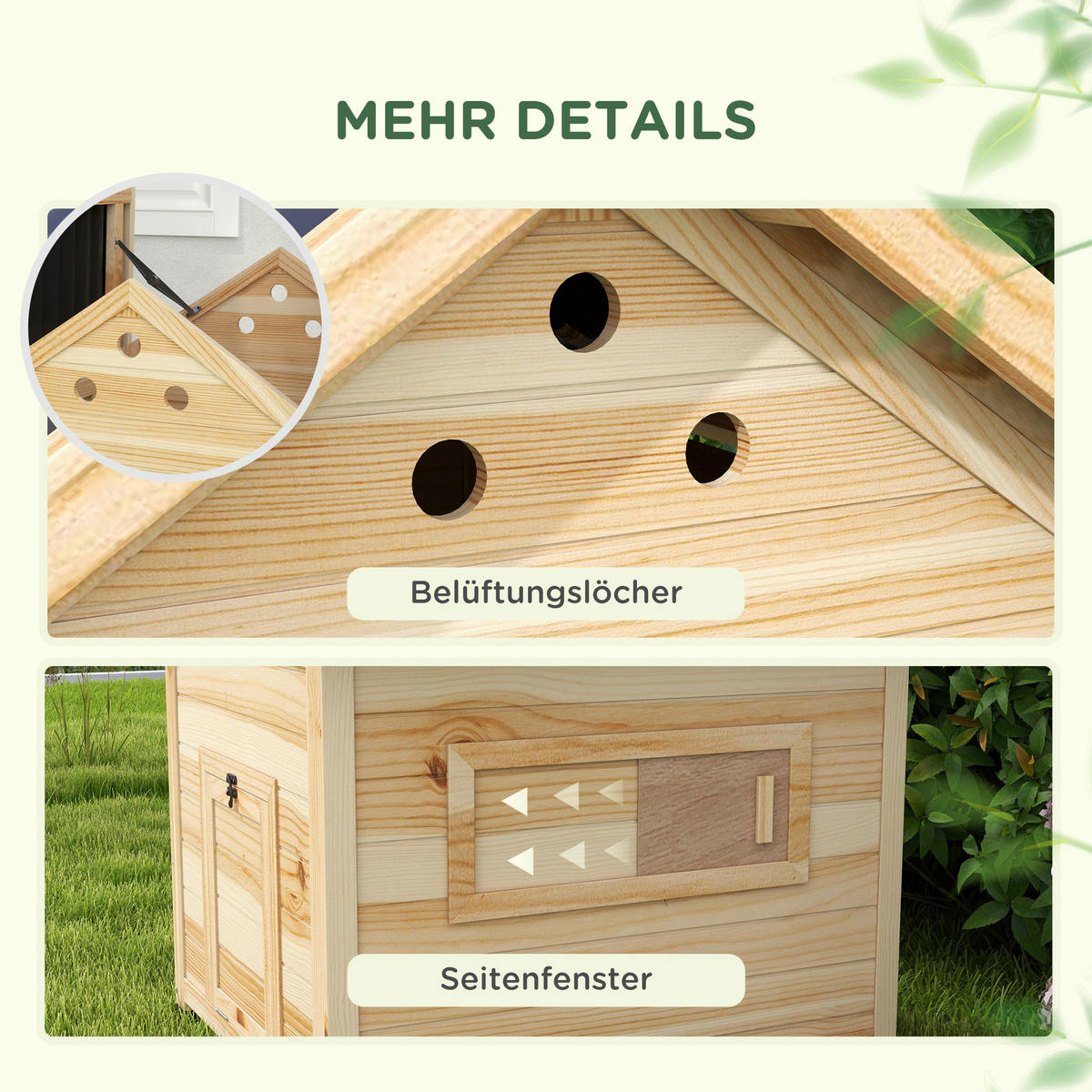 PawHut Tier-Zubehör natur Holz B/H/L: ca. 90x78x92 cm Entenhaus - natur (92,00/90,00/78,00cm) - PawHut