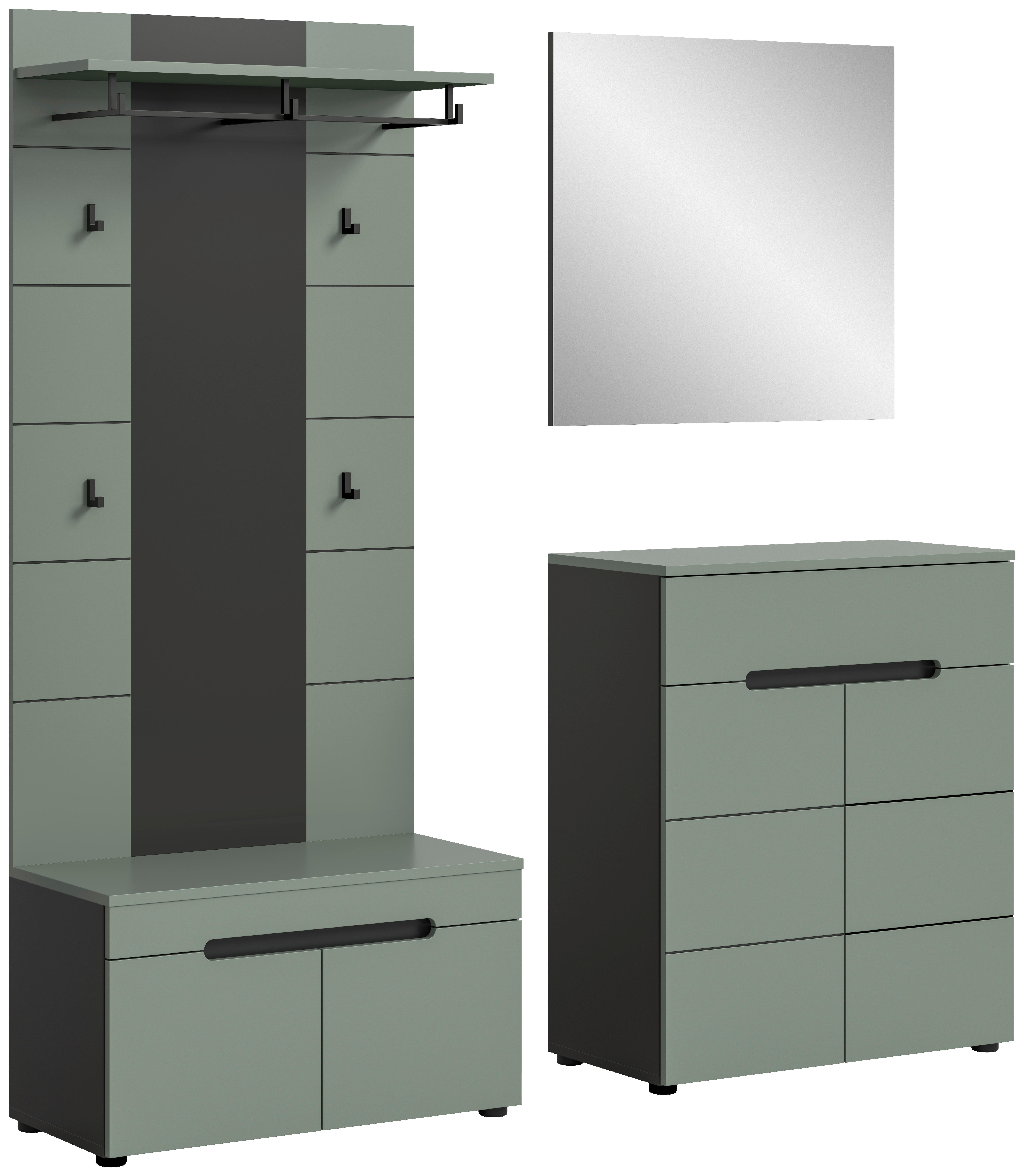 Garderobe Canu grün basaltgrau Nachbildung B/H/T: ca. 175x190x37 cm Canu - basaltgrau/grün (175,00/190,00/37,00cm) - xonox.home