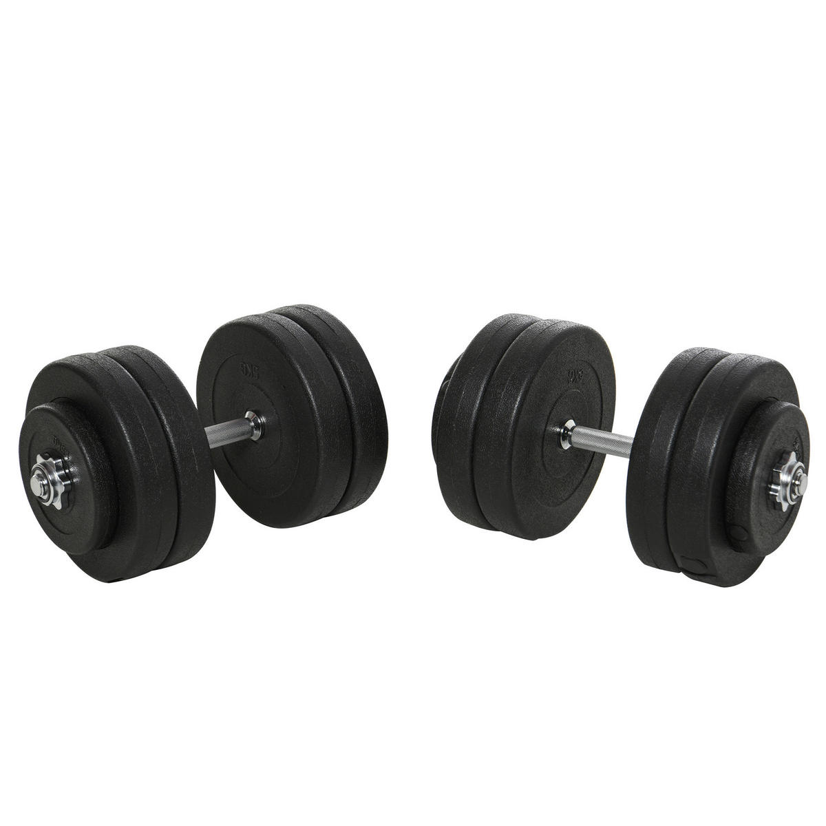 HOMCOM Hantel-Set schwarz Kunststoff B/H/L: ca. 24,5x24,5x4,3 cm Kurzhantel-Set - schwarz (4,30/24,50/24,50cm) - HOMCOM