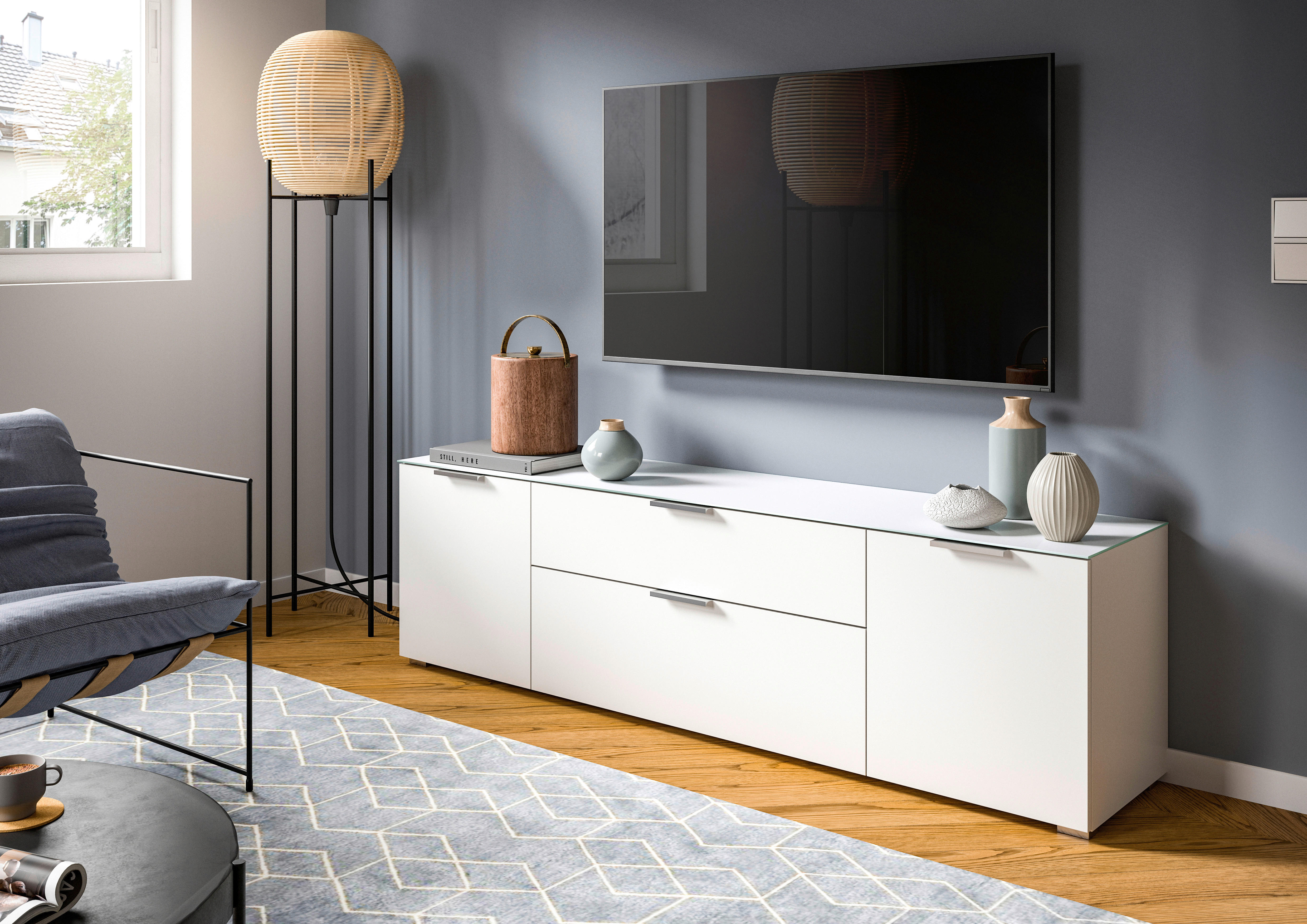 Kommode Ray weiß B/H/T: ca. 179x51x40 cm Ray - weiß (179,00/51,00/40,00cm) - xonox.home