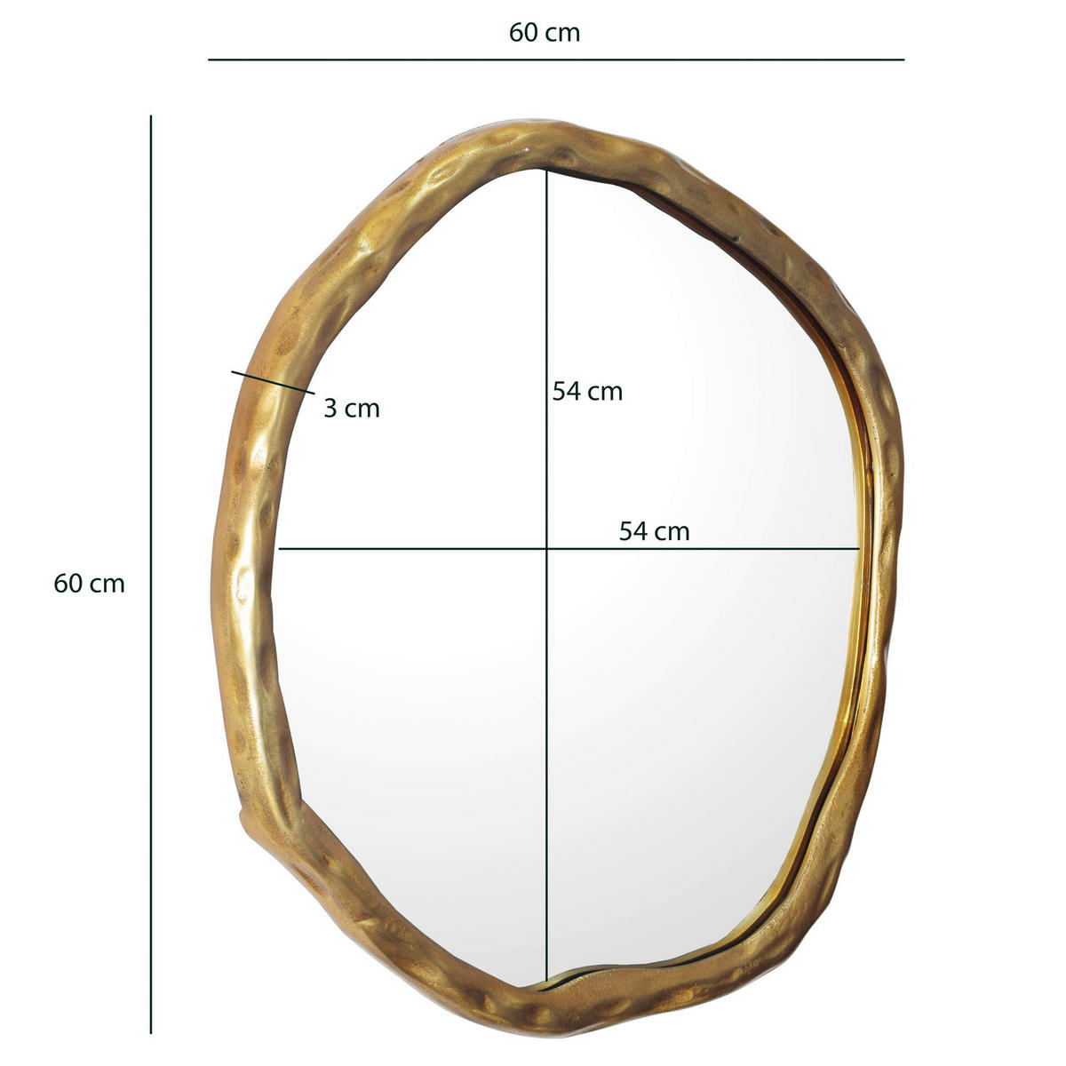 Wohnling Wandspiegel gold Metall T/D: ca. 3x60 cm Wandspiegel - gold (60,00cm) - Wohnling