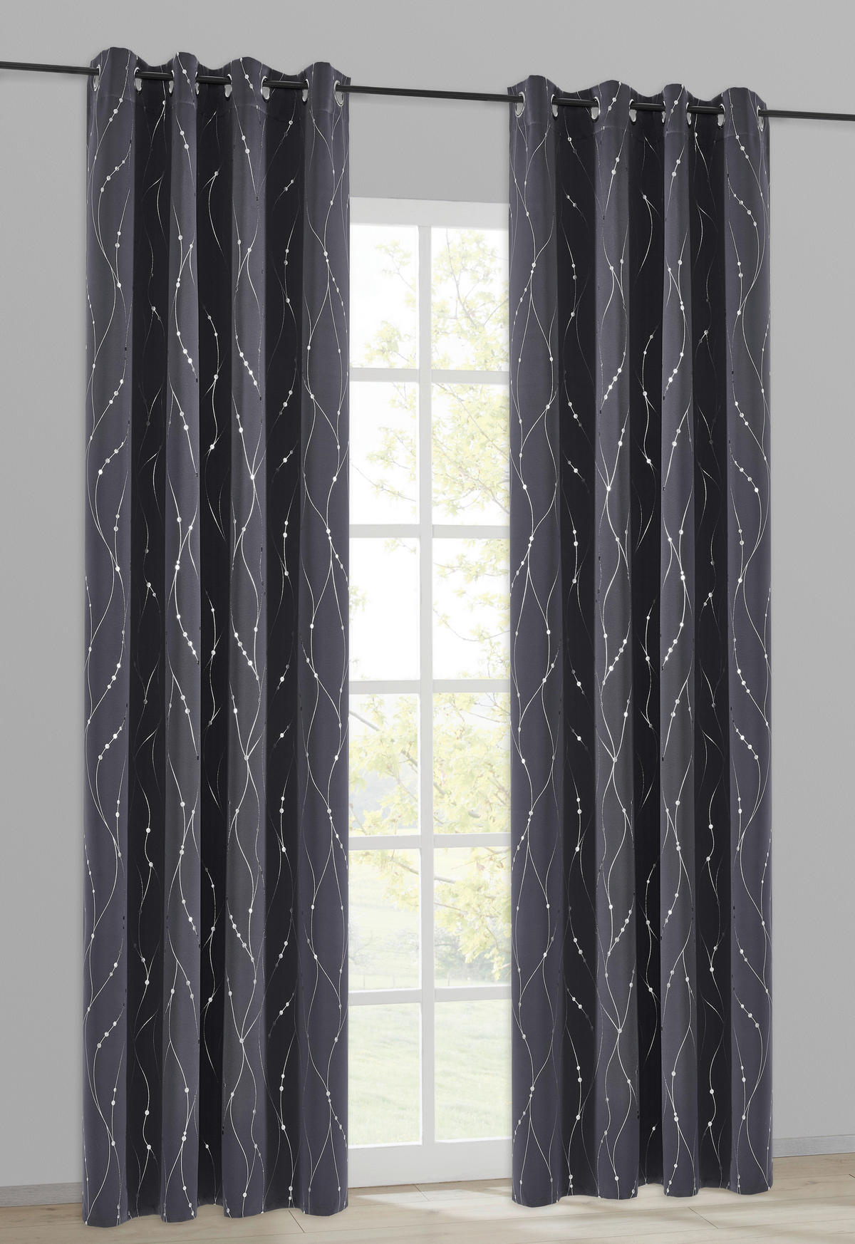 Verdunklungsvorhang Napoli dunkelgrau B/L: ca. 135x245 cm Napoli - dunkelgrau (135,00/245,00cm)