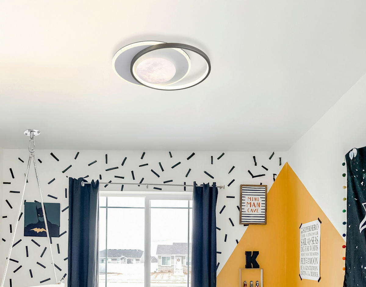 GLOBO Deckenventilator Deckenleuchte-Moon - schwarz/grau (43,00/10,00/36,00cm) - GLOBO