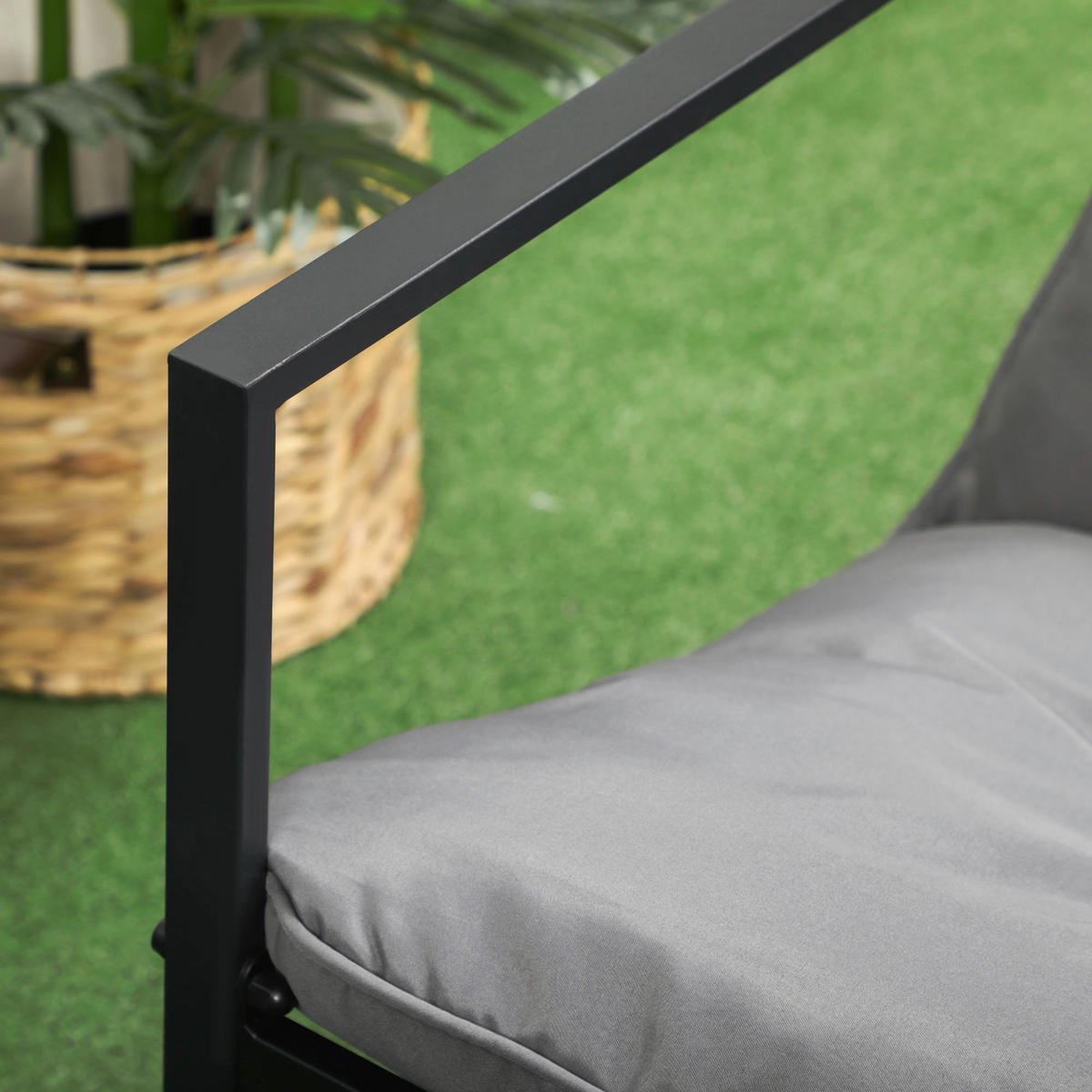 Outsunny Gartensitzgruppe schwarz Polyester B/H/L: ca. 70x67x114 cm Gartensitzgruppe - schwarz/grau (114,00/70,00/67,00cm) - Outsunny
