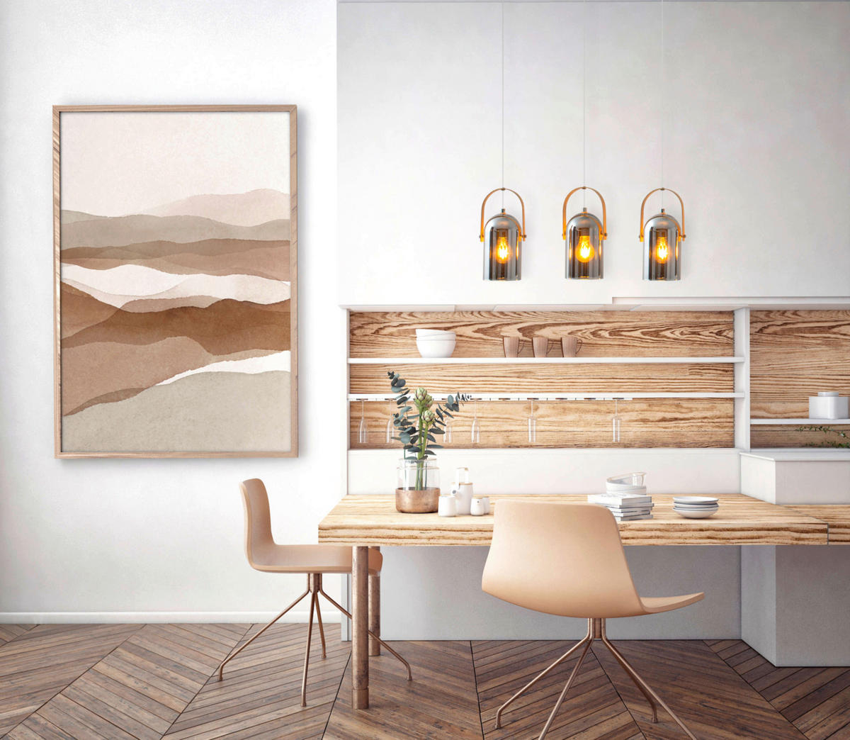 Näve Leuchten Pendelleuchte 7086159 silber Glas Metall B/H/T: ca. 64x141x11,5 cm E27 3 Brennstellen Vidrio - silber (64,00/141,00/11,50cm) - Näve Leuchten