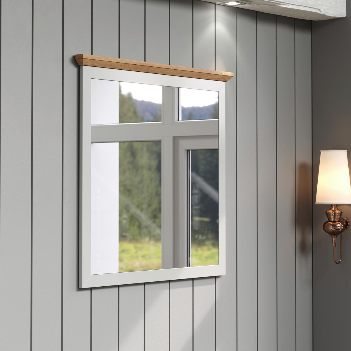 Wandspiegel Landside Lichtgrau Eiche Artisan Nachbildung B/H/T: ca. 91x82x4 cm Landside - Lichtgrau/Eiche (91,00/82,00/4,00cm) - Trendteam