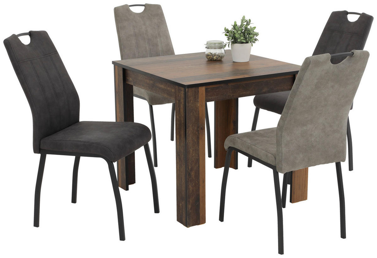 Stuhl 4er Set ELIF III anthrazit Vintage grau Microfaser Metall B/H/T: ca. 44x96x64 cm 4er Set ELIF III - anthrazit/grau (44,00/96,00/64,00cm) - Hela