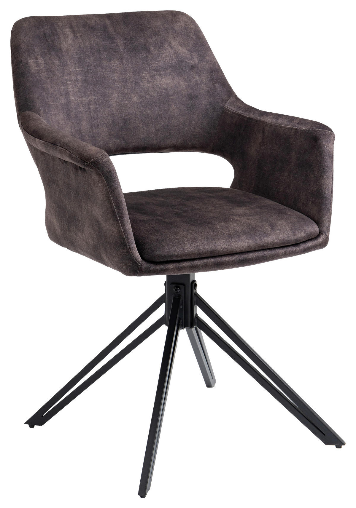 Stuhl ESTELLE  2er-Set anthrazit Vintage schwarz Stoff Metall ESTELLE  2er-Set - schwarz/anthrazit - byLIVING